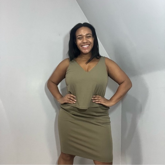 NWT Ralph Lauren Khaki Green Jersey Knit Comfortable Neutral Career Summer Dress - Picture 7 of 16